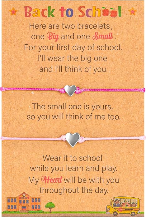 EOBOH Back to School Supplies, Back to School Bracelet Mommy and Me, Prek Matching Wish Bracelets Set, Adjustable Bracelet for Boys Girls Gifts Stuff Bulk