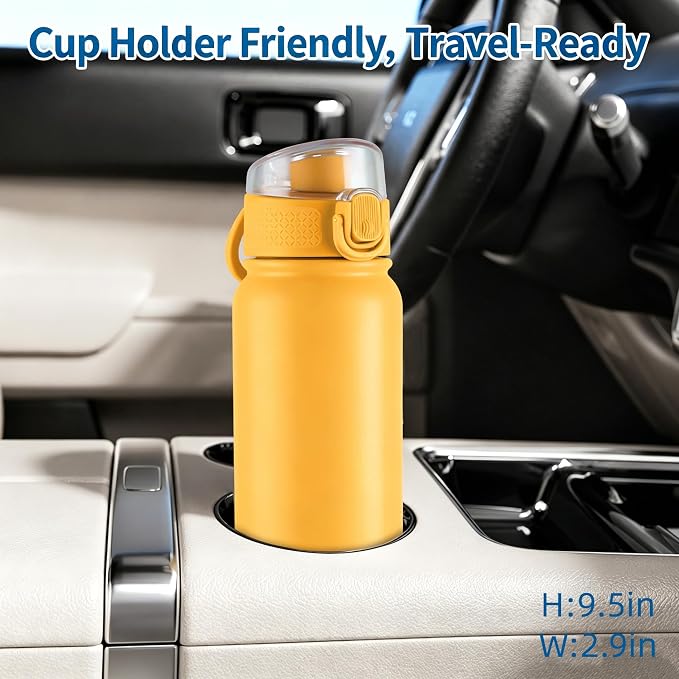 GOPPUS 20 Oz Insulated Stainless Steel Water Bottle BPA-Free Sports Water Bottle, Great for Travel, with Chug Lid - Leak & Sweat Proof with Anti-Dust Lid(Orange)