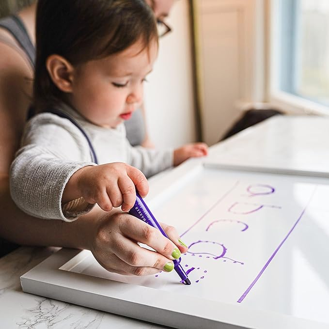 Loddie Doddie Magnetic Dry Erase Board - 24 x 36 in, White Frame - Wall-Mount Whiteboard for Office & Home - Stain-Resistant Magnetic Whiteboard for Wall - Built-in Tray on Marker Board