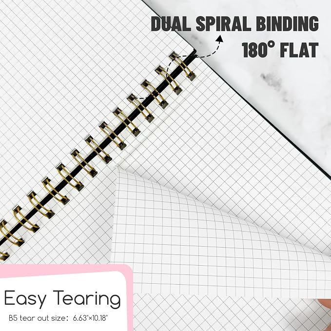 Graph Spiral Notebook 4 Pack Pink B5 Hardcover Grid Journal 100GSM