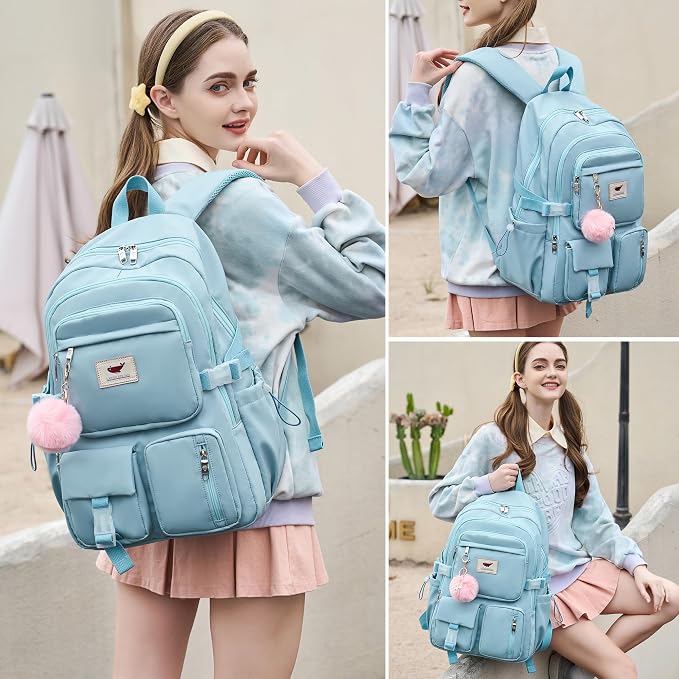 LXYGD Laptop Backpack 15.6 Inch Kids Elementary Middle High School Bag College Backpacks Anti Theft Travel Back Pack Large Bookbags for Teens Girls Women Students (Blue)