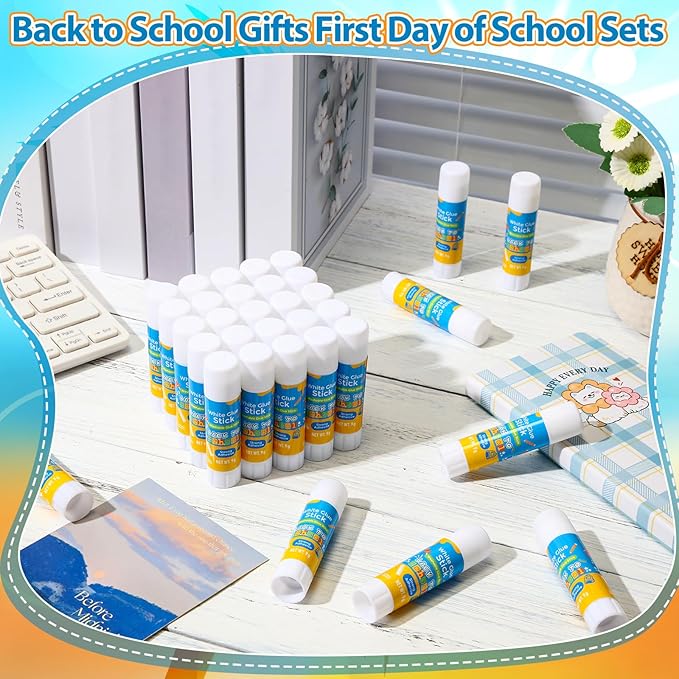 Zubebe 200 Pcs White Glue Stick Bulk Back to School Gifts First Day Sets 0.32 oz Washable Glue Stick for Crafts Home Classroom Prize Party Supplies Scrapbooking Crafting Supplies (School)