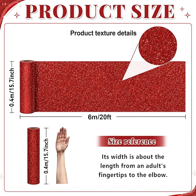 Glitter Red Bulletin Board Roll Non-Woven Fabric Poster 15.7" x20ft