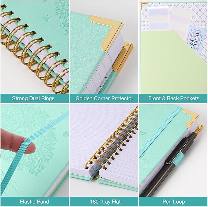 Blank Spiral Notebook, Sketch Book, 8.5" x 11", 300 Pages Hardcover Leather Sketchbook, Large Unlined Notebook Journal for Women Men, No Bleed Thick Paper Sketchbook for Drawing, Pink Sketch Books