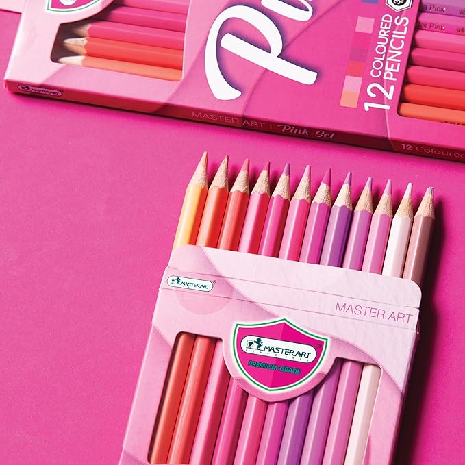 MASTERART Colored Pencils Special Collection Set of 12 Colors for Kids and Adults Coloring (PINK SET)
