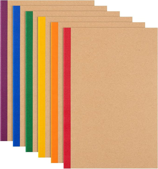 6 Pack Lined Notebook Journals Bulk, 8.3”x 5.5” Kraft Cover Lined Notebooks