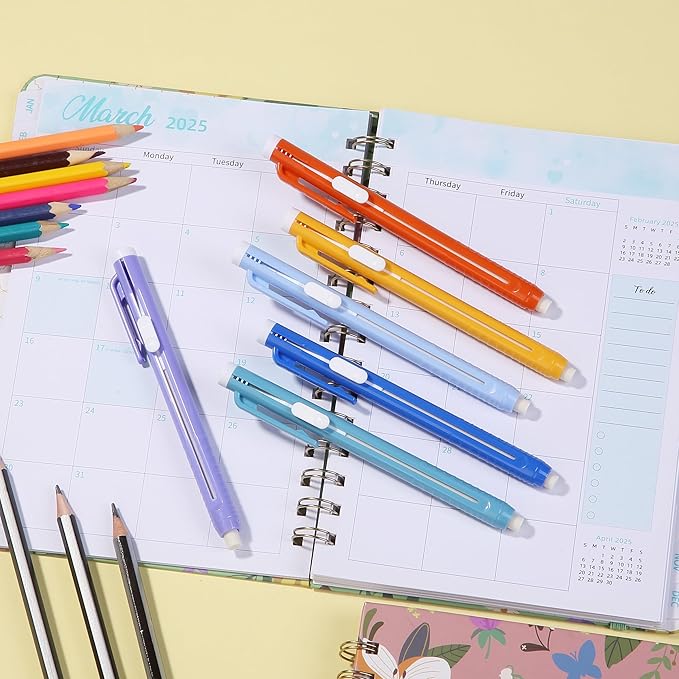 Mr. Pen- Retractable Mechanical Eraser Pens, 6 Pack, Winter Colors, Latex-Free Precision Pencil Erasers for Artists, Students, Drawing, Sketching & Drafting