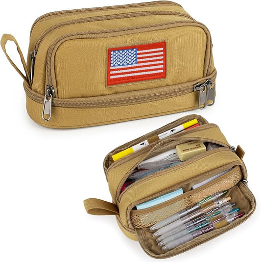 Tactical 4 Compartments Pencil Case for Boy, Large Pen Pouch Bag for School | Tactical Large Capacity Pen Box, 900D Farbic Tool Bag for School College Office Marker Organizer for Boy Kid Men Adult Teen