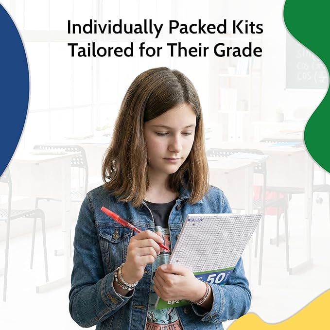EPI Essentials Bulk Back to School Supplies for Kids – 6th to 8th Grade – 48 Items in Kit – Middle School Supply Packs – Wide-Ruled Bundle with Composition Notebooks – Suitable for Homeschooling