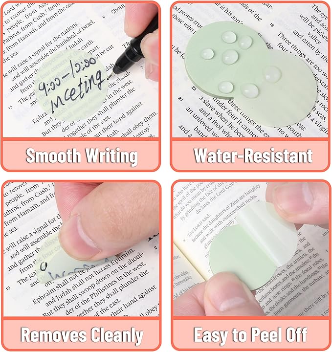 Mr. Pen- Round Transparent Sticky Notes, 1.1” Diameter, 14 Pads, 560 Sheets, Colorful, Water-Resistant See-Through Sticky Notes & Fineliner, Smooth Writing, Note Tabs for Bible Journaling, Studying