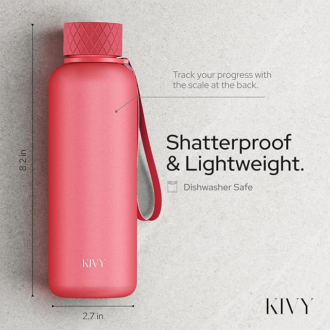 KIVY Slim Water Bottle 22oz [Lightweight & Shatterproof] Leak Proof Bottle for Women & Men - Clear plastic water bottle no straw - Dishwasher Safe Tritan Bottle BPA Free