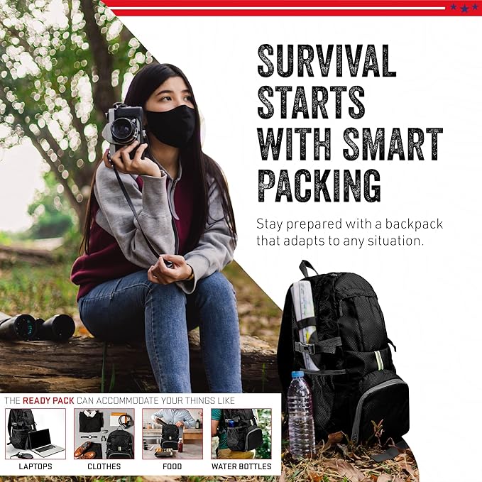 MODERN NEEDS Ready Pack 35L — Foldable Backpack for Travel | Lightweight, Water Resistant Hiking Daypack | Compact, Packable Backpack for Men & Women | Great for Camping & Daily Use