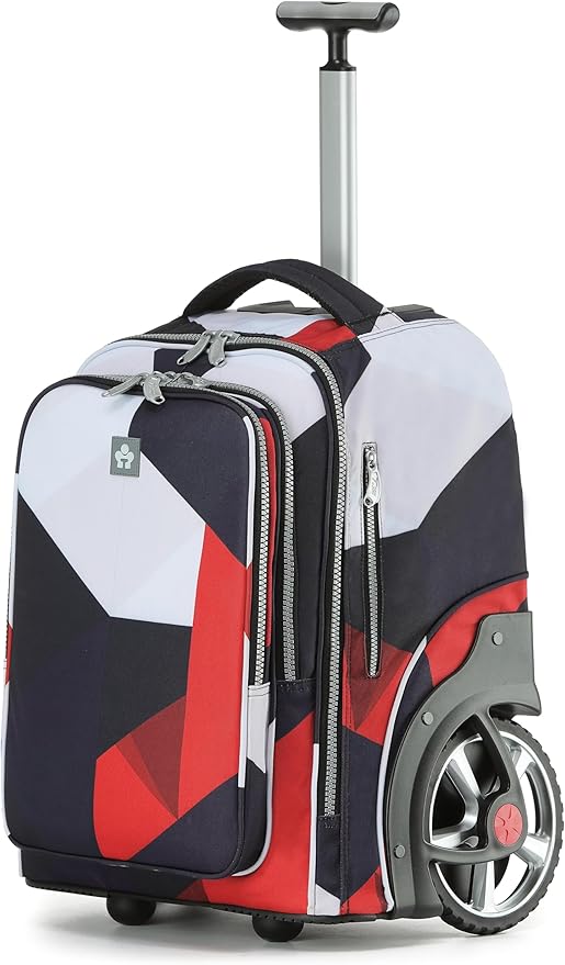 NEW TILAMI 20" Rolling Backpack for Teens Adults, Climbing Stairs Waterproof Backpack with Wheels for School Business Trave Camping with Laptop Compartment, Fit 17 Inch Laptop, Black - Red Combo