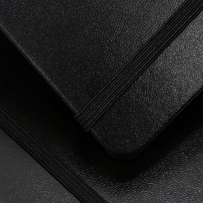Hardcover Notebook Blank Journal Sketchbook for Drawing, Medium 5.5 by 8.4 Inch, 100 GSM Thick Paper (Black, Plain)