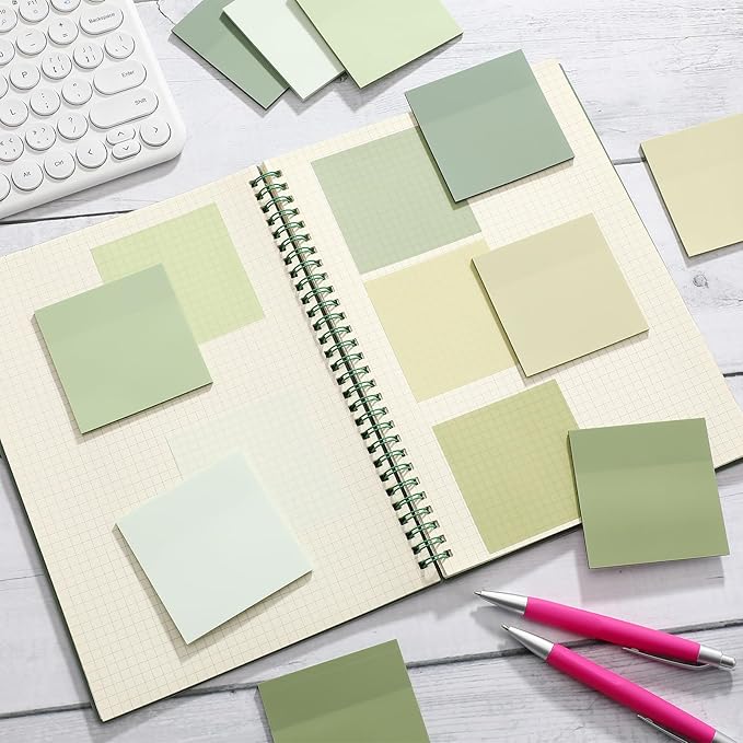 Marspark 500 Sheets Transparent Sticky Notes with Marker, 3x3 Inch See Through Sticky Notes, Self-Adhesive Translucent Clear Note Pads for Bible Journaling Memo Office School Supplies(Sage Green)