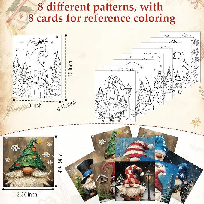 Cholemy 36 Pcs Paint and Sip Kit for Adults 8''x10'' Pre Drawn Canvas for Painting DIY Afro Acrylic Painting Kit Wood Easel Brushes Date Night Bulk for Father's Day Party Gifts(Christmas Gnomes)
