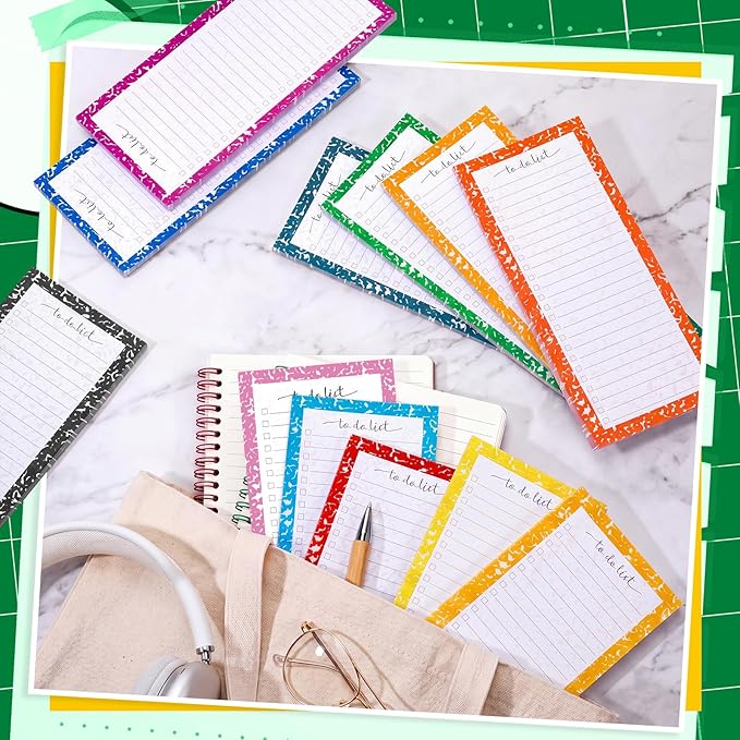 Censen 10 Pack 500 Sheets To Do List Notes Daily Checklist Notepads with 50 Sheets Each Undated Color Memo Pad Block Shopping List Pad Weekly Plan Notepad Organizer Planners(Black Marble, Lined)