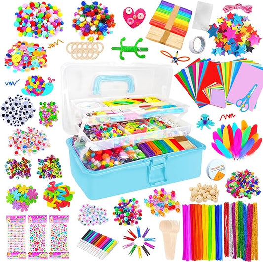 Itopstar 3000+ pcs Arts and Crafts Supplies for Kids | Craft Kit Box for Kids Age 4-5, 4-8, 6-8, 8-12 | Craft Supplies & Materials Crafts Set Toys Art Box Gifts