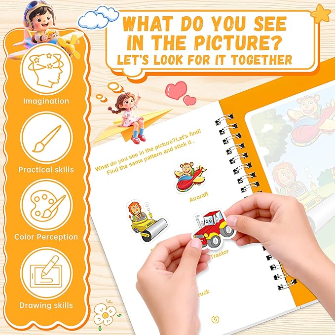 3P Water-Reveal Coloring Book for Toddlers–Mess Free Reusable Water Painting Pad with Pen,Animal/Underwater/Transport Themes,Travel Activities,Party Favors,Holiday & Birthday Gifts for Kids Ages 3+
