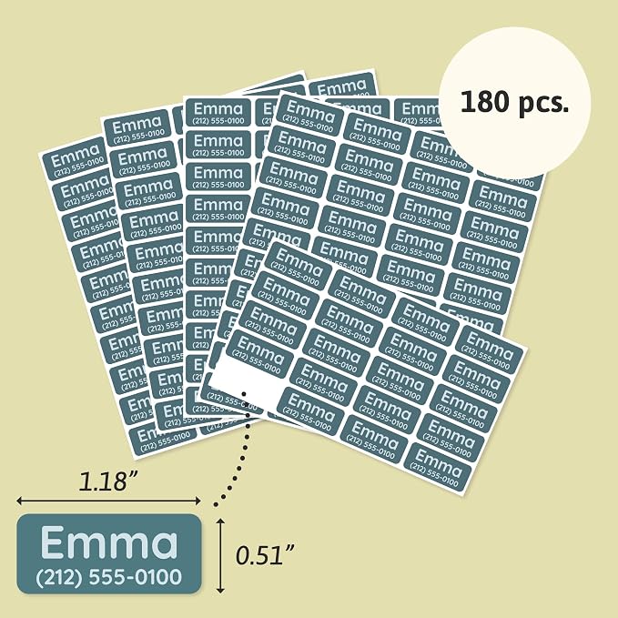 TeddyLabels - Clothing Labels for Nursing Home (180) – Self-Adhesive Name Tags for Clothes and Personal Items. Personalized Labels for Daycare, Nursing Homes, and Laundry Use - Dark Blue