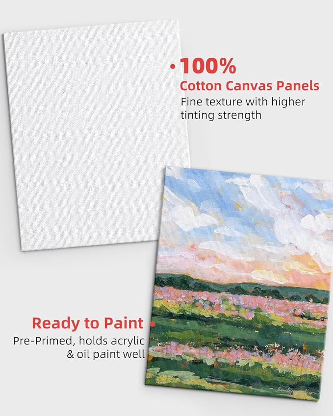 Simetufy 5x7inch 30 Pack Small Canvas Panels for Painting Mini Canvas Boards Primed Acid Free for Watercolor,Acrylic Paint