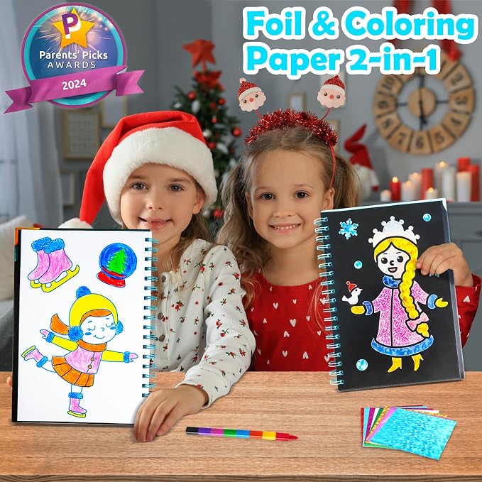 FUNNYB&G Mess-Free Foil Art Craft for Girls Ages 4-10, Kids Birthday Gift