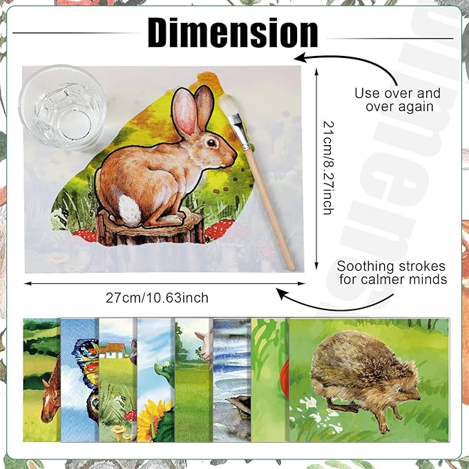 Geyee 20 Pcs Dementia Activities for Seniors Dementia Products for Elderly Paint with Water Books for Adults Reusable Water Painting Toy Painting Brush Paint Set Drawing Gifts