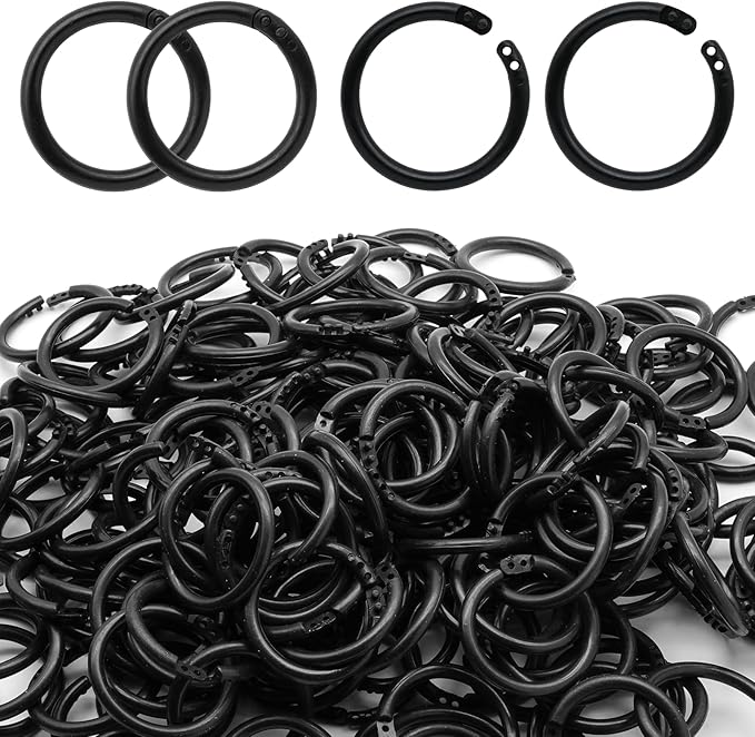 210 Pcs 1.1 Inch Plastic Binder Rings, Loose Leaf Binder Book Rings, Black Index Card Rings Binder Clip Rings for Flash Cards, Key Rings, Index Cards, Paper (28mm)