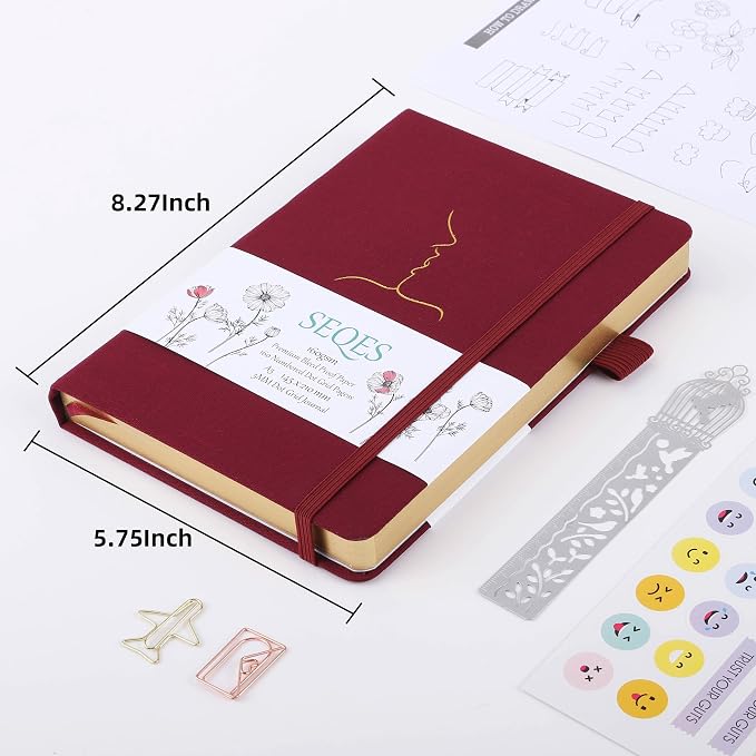 A5 Bullet Dotted Journal Notebook | 160gsm Thick Bleedproof Paper, Lay Flat Binding, 160 Numbered Pages | Hard Cover Dot Grid Notebook/Bullet Journals for Creatives & Professionals
