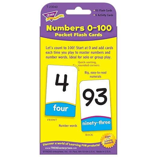 Numbers 0-100 Pocket Flash Cards