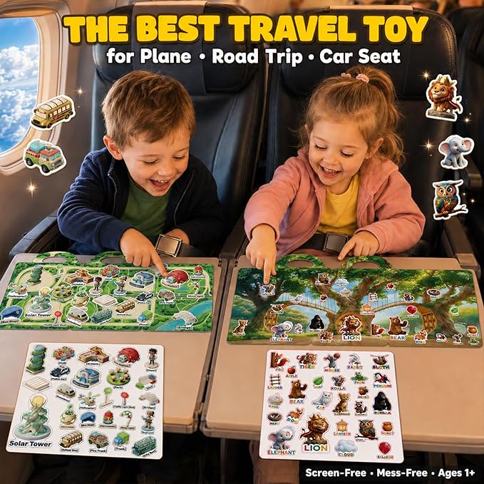 6 Sets Reusable Sticker Books for Toddlers 3-6, Jelly Sticker Book Toddlers 1-3, Kids Sticker Activity Toys 3 4 5 6, Waterproof Travel Books Girls & Boys