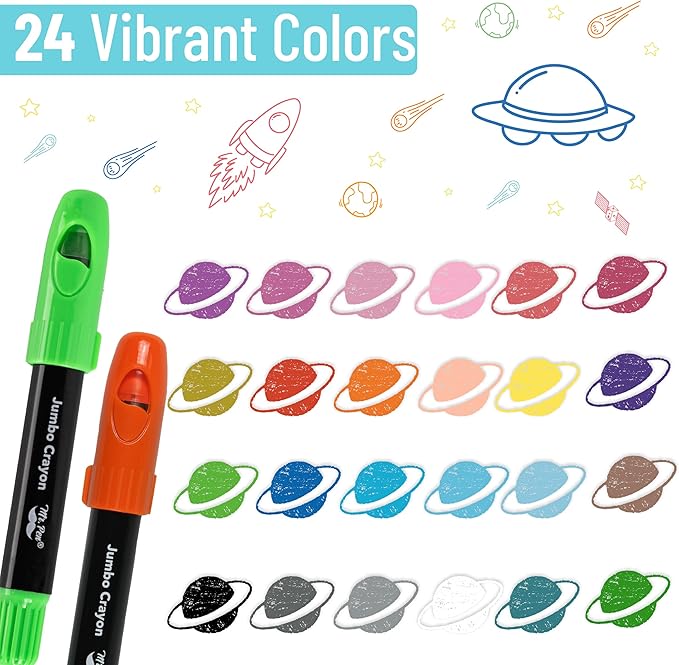 Mr. Pen- Jumbo Twistable Crayons, 24 Pack, Multicolor, Non-Toxic Washable Crayons