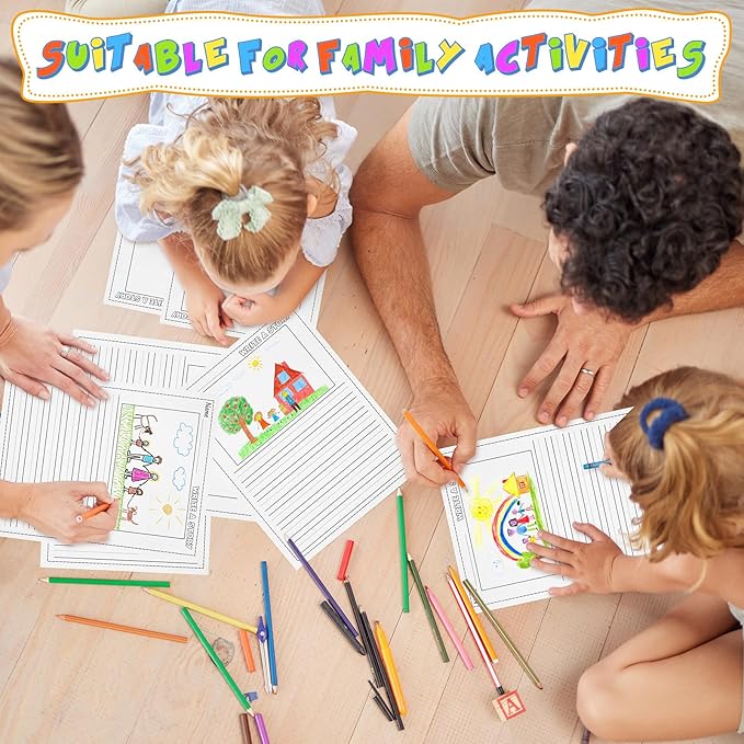 1000 Sheets Writing Beginner Paper for Kids Create Story, 8.5"x11" Handwriting Paper Bulk with Picture Space and Lines DIY Craft Writing Kit for Kids Journal Activity, Back to School Gifts