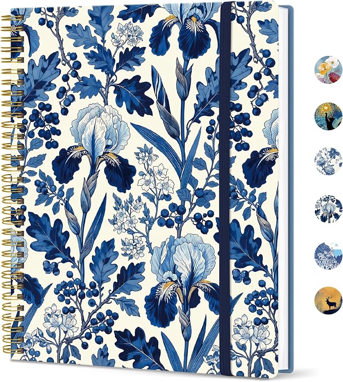 Taja Large Spiral Lined Journal for Women and Men, Notebook for Work