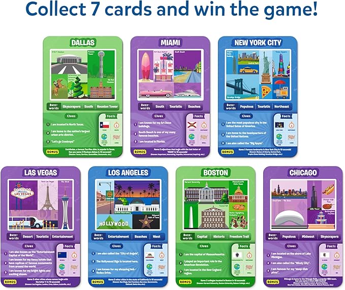 Skillmatics Guess in 10 American Cities, Perfect for Boys, Girls, Kids, and Families Who Love Card Games, Educational Toys & Games, Gifts for Ages 8, 9, 10 and Up