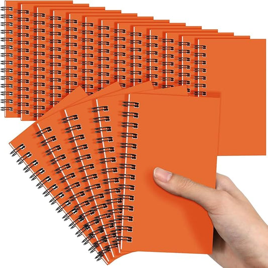 Jutom 18 Pcs Small Spiral Notebooks Memo Pads 3x5 Bulk Small Pocket Notebooks Mini Notepads with Lined Pages Mini Journals for Office School Work Supplies, 120 Pages (Orange)