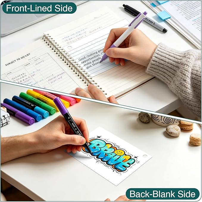 Index Cards 4x6 with Ring, 160 Sheets, Ruled White Flash Cards for Effective Studying and Note-Taking, Note Cards, Essential School Supplies for College & Office, Home Organization & Study Supplies