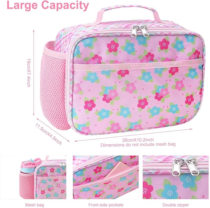 RHCPFOVR Kids Lunch Bag - Insulated Lunch Box for Boys Girls,Washable Lunch Bag and Reusable Toddler Leak-proof Lunchbox for School and Daycare