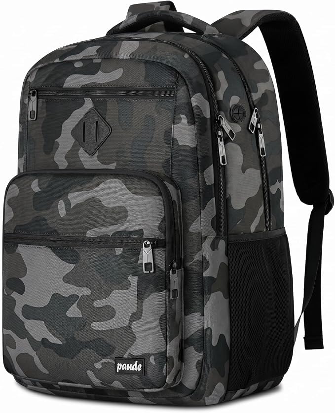 Paude Backpack Cam Black,School Backpack for Teens Adults Laptop Bookbag for High School College Students Back Pack for Work