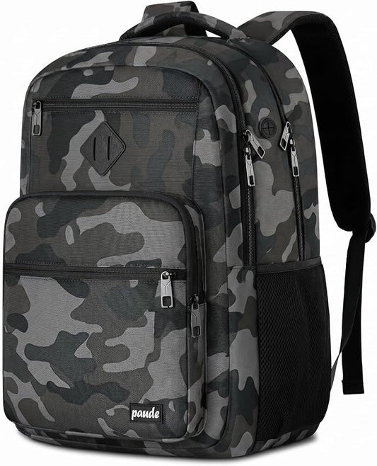 Paude Backpack Cam Black,School Backpack for Teens Adults Laptop Bookbag for High School College Students Back Pack for Work