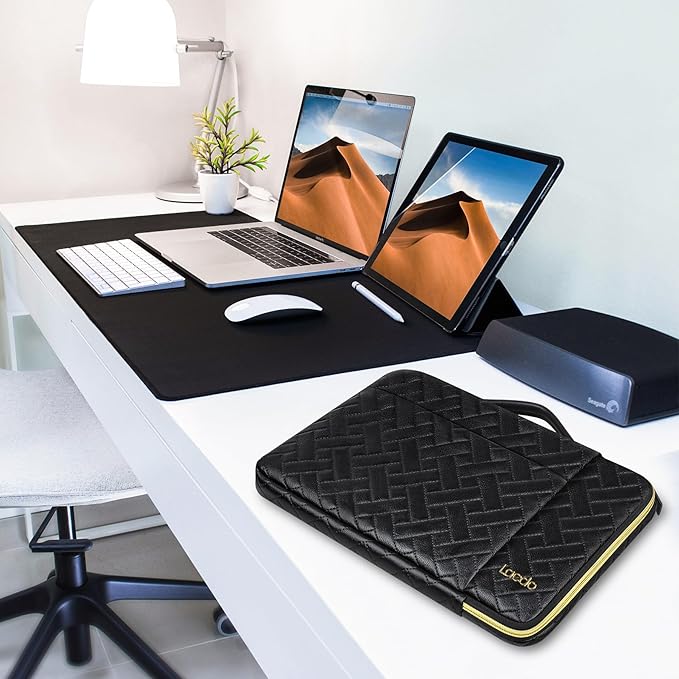 Lacdo 360° Protective 14 Inch Laptop Sleeve Case for HP Lenovo Dell ASUS Acer Chromebook 14 / HP Stream 14 / Dell Inspiron 14 / Lenovo IdeaPad 14 / Acer Spin/ASUS ZenBook Computer Bag, Elegant Black
