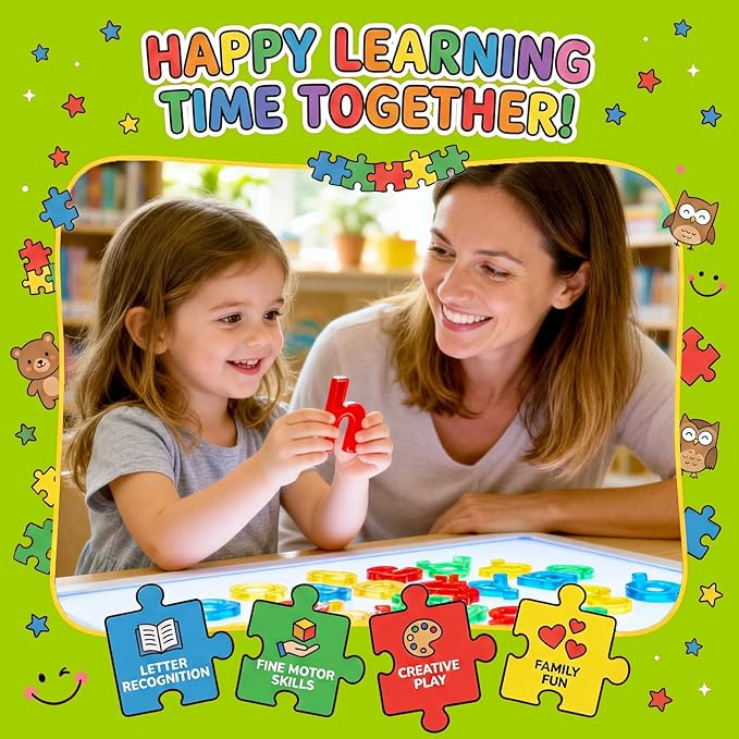 Bbiamsleep 78 Pcs Plastic Lowercase Letters, Colorful Transparent Letters Light Table Manipulatives for Sorting Counting Training Spelling