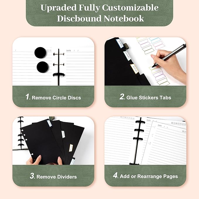 Yoment Discbound Lined Refills for 8.58 x 11 Hardcover Notebook, Spiral Journal Notebook for Office Work Meeting Planner, for School Students Class Notes, Large