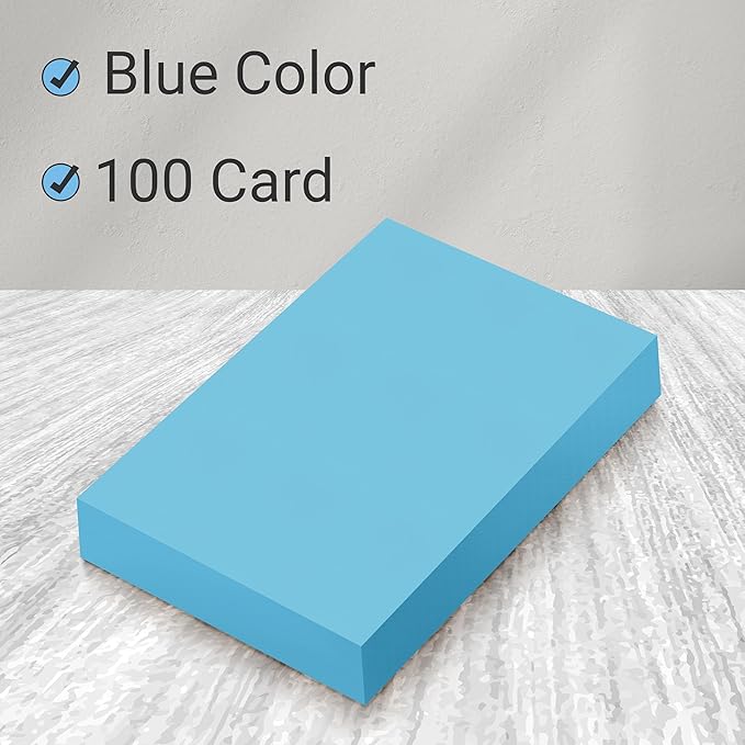THREE LEAF 4 X 6, INDEX CARDS UNRULED, 1000 CT. (100 x 10) BLUE, Blank Flash Cards, Study Card, Memo Pad, For To-Do List, Art And Craft Projects