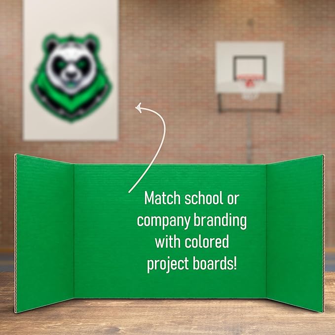 Flipside Products 18" x 48" Green Project Boards, Pack of 24, Trifold, Presentation Board, DIY Projects, Small Display, Science Fair, Classroom, Clubs, 4H, Graduation