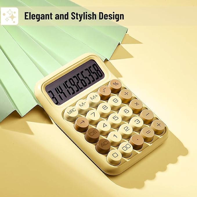 Mr. Pen- Mechanical Switch Calculator, 12 Digit Large LCD Display, Beach Sand with Big Buttons, Mechanical Switch Calculator for Home, School, Office