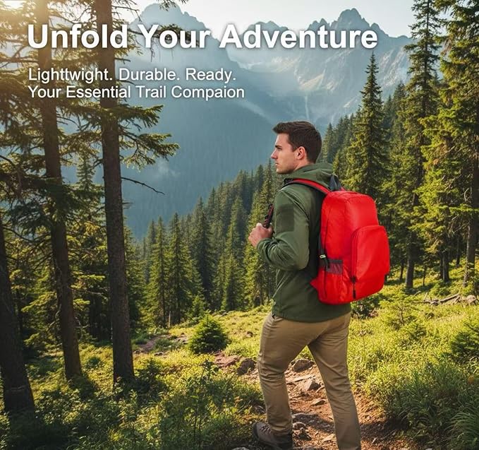 Haneulbit Foldable Backpack, Lightweight Backpack and Waterproof Backpacks for Travel and Hiking
