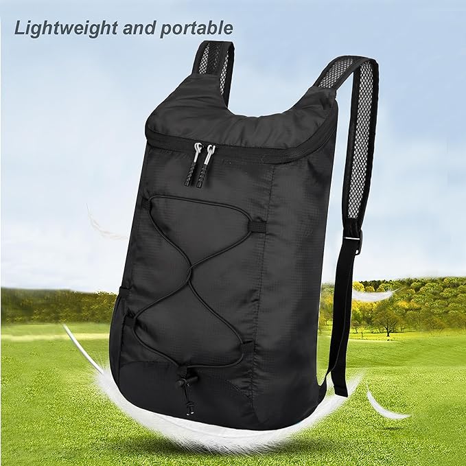 levayhill 16L Lightweight Foldable Hiking-Backpack Small Packable-Daypack For Travel,Ultralight Water-Resistant Gym Bag Men Women Easy Carry-on (Black)