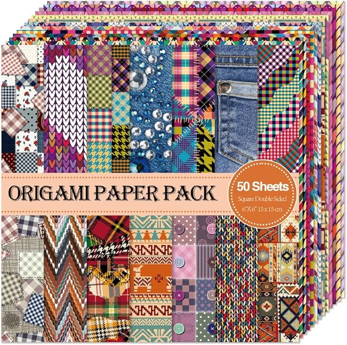 Origami Paper Kit Dobule Sided 100 Sheets 100 Colors 6 Inch Japanese Chiyo Square Easy Fold Arts Crafts DIY Handwork Origami Papers Cloth Rock Color
