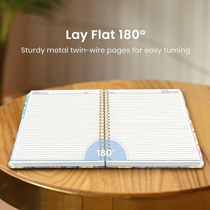 Taja Pretty Large Spiral Lined Notebook for Work with 5 Removable Dividers